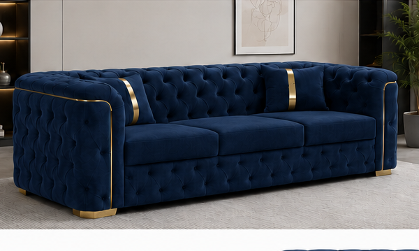Ambassador Collection Chesterfield 3-Seater Sofa with Gold Accents