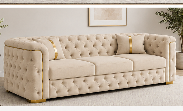 Modern Luxury Ambassador Chesterfield Velvet 3-Seater Sofa