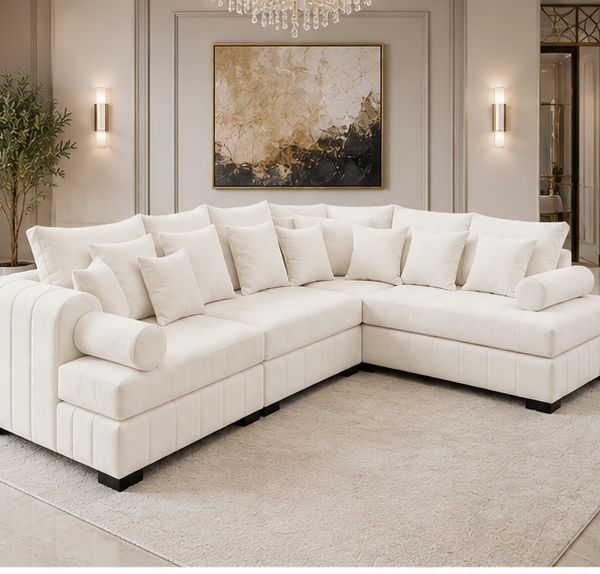 Lilly Modern Corner Couch with Exceptional Comfort and Timeless Elegance with off colours sofa