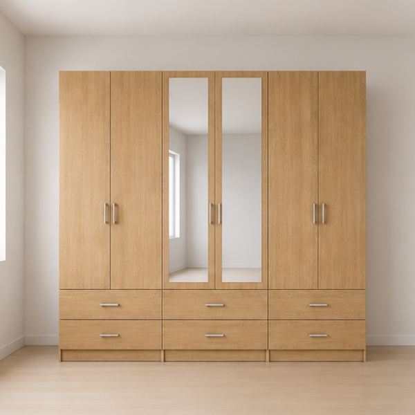 Premium Storage 6 doors Wardrobe with 6 Drawers & 2 Mirrors