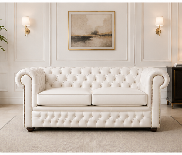 Compact Chesterfield 2-Seater Sofa for Apartments with off white colors sofa
