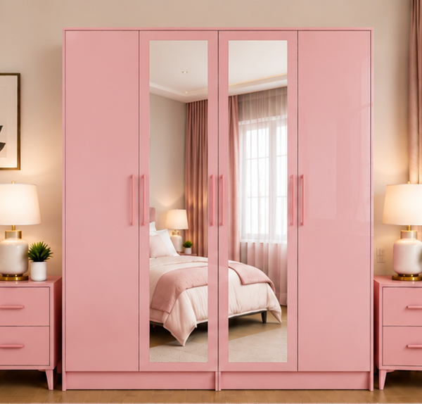 Luxury 4 Door Wardrobe with 2 Full Length Mirrors - 4 Door Wardrobe
