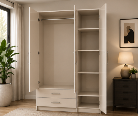Stylish Bedroom Organizer - 3 Door Wardrobe with Drawers