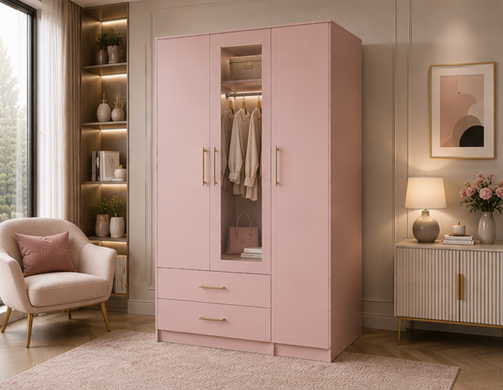 Multi Utility 3 Door Wardrobe with Drawers - Premium Bedroom Wardrobe