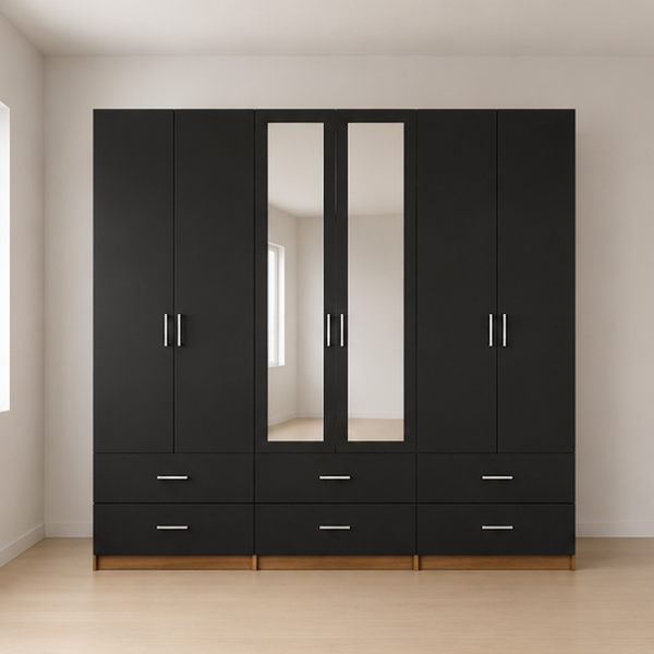 Stylish 6 Door Wardrobe with 6 Drawers and 2 Mirrors