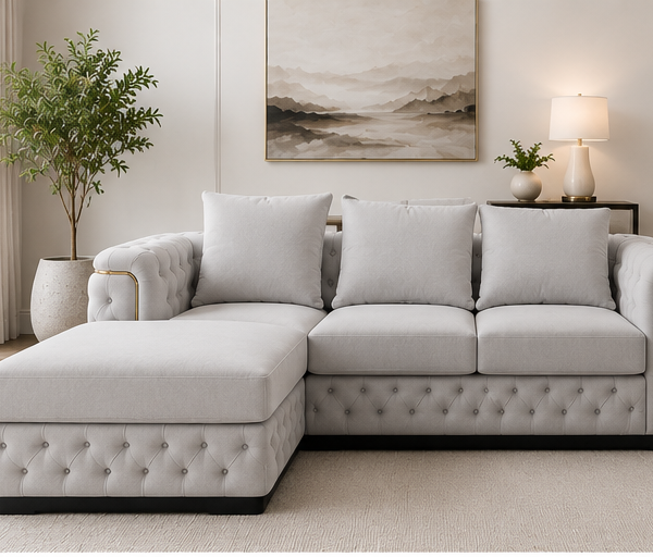 Serenity Luxe Corner Lounge - Moonlight Ivory Sectional Sofa