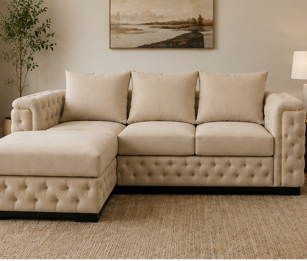 Champagne Comfort Chaise Lounge - Ivory Cloud Sectional Sofa