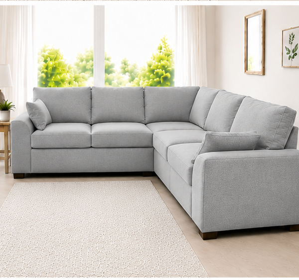 Dylan 5-Seater L-Shaped Corner Sofa – Light Gray Fabric Sectional Couch