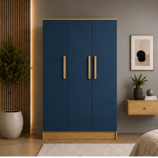 Designer 3 Door Wardrobe with Elegant Wooden Texture
