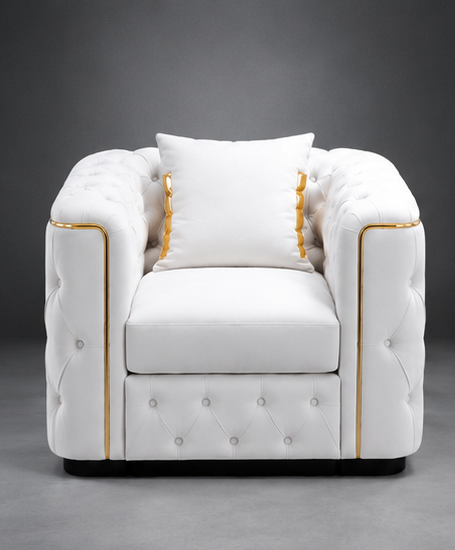 Luxury White Chesterfield Armchair - Modern Elegance, Timeless Comfort