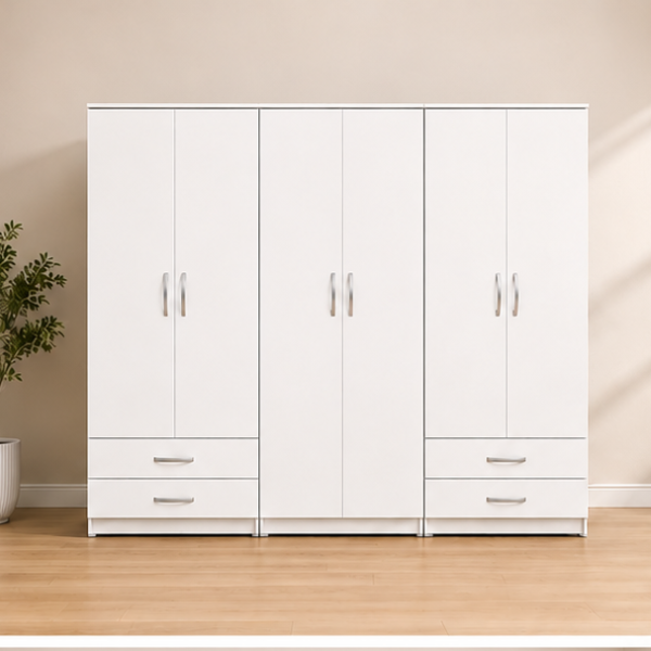 Stylish 6 Door Wardrobe - Spacious Drawer Storage
