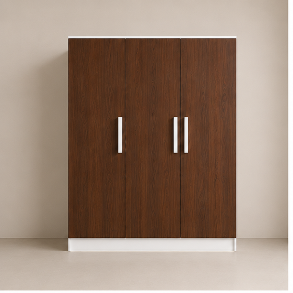 Premium 3 Door Walnut Wardrobe Unit | Elegant Bedroom Storage with a Contemporary Touch